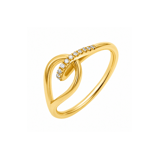 14K Gold Diamond Anchor Knot Ring Pavé Diamond Band Ring for Women - Lotus Diamond