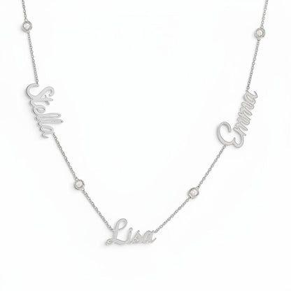 14K Gold Diamond Bezel Custom Name Necklace Personalized Diamond Name Necklace - Lotus Diamond