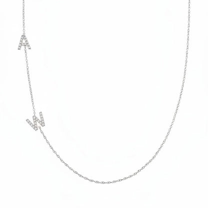 14K Gold Diamond Multi Initial Necklace Personalized Diamond Letter Necklace - Lotus Diamond