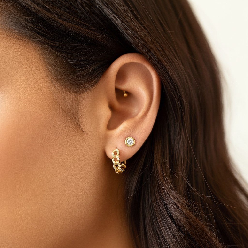 14K Gold Diamond Round Solitaire Stud Earrings Classic Diamond Stud Earrings - Lotus Diamond