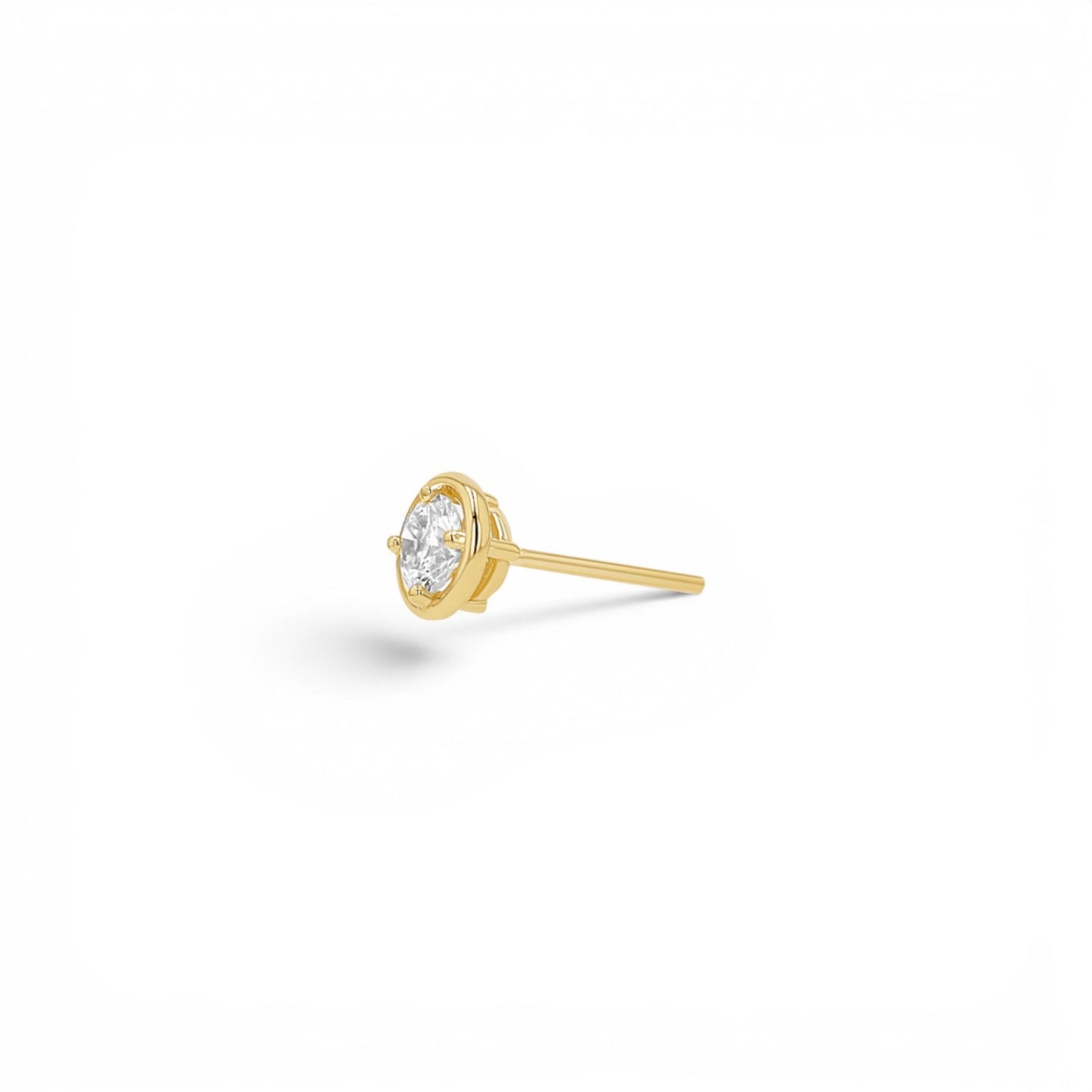 14K Gold Diamond Round Solitaire Stud Earrings Classic Diamond Stud Earrings - Lotus Diamond