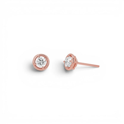 14K Gold Diamond Round Solitaire Stud Earrings Classic Diamond Stud Earrings - Lotus Diamond