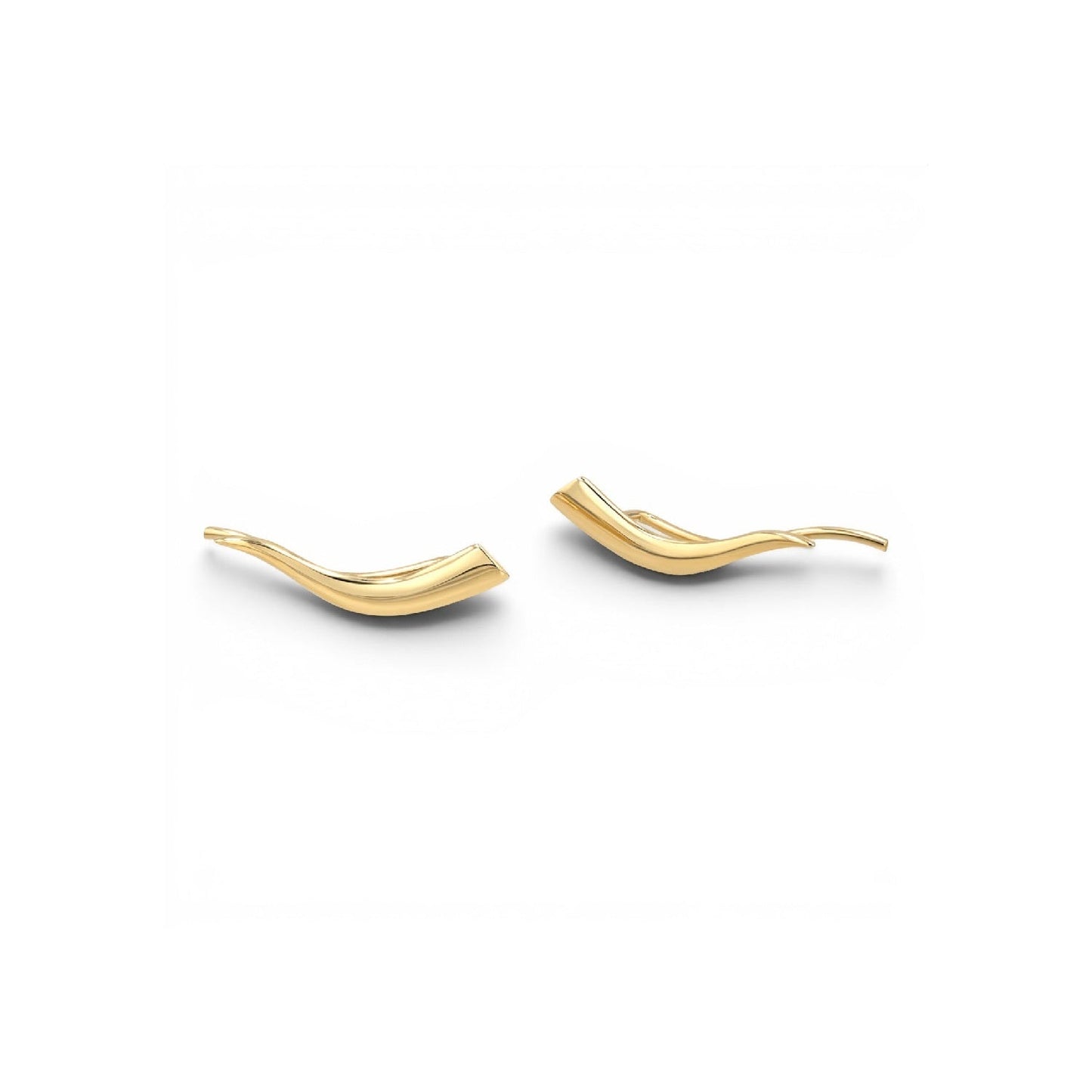 14K Gold Flame Crawler Earrings Minimalist Ear Climber Earrings for Women - Lotus Diamond