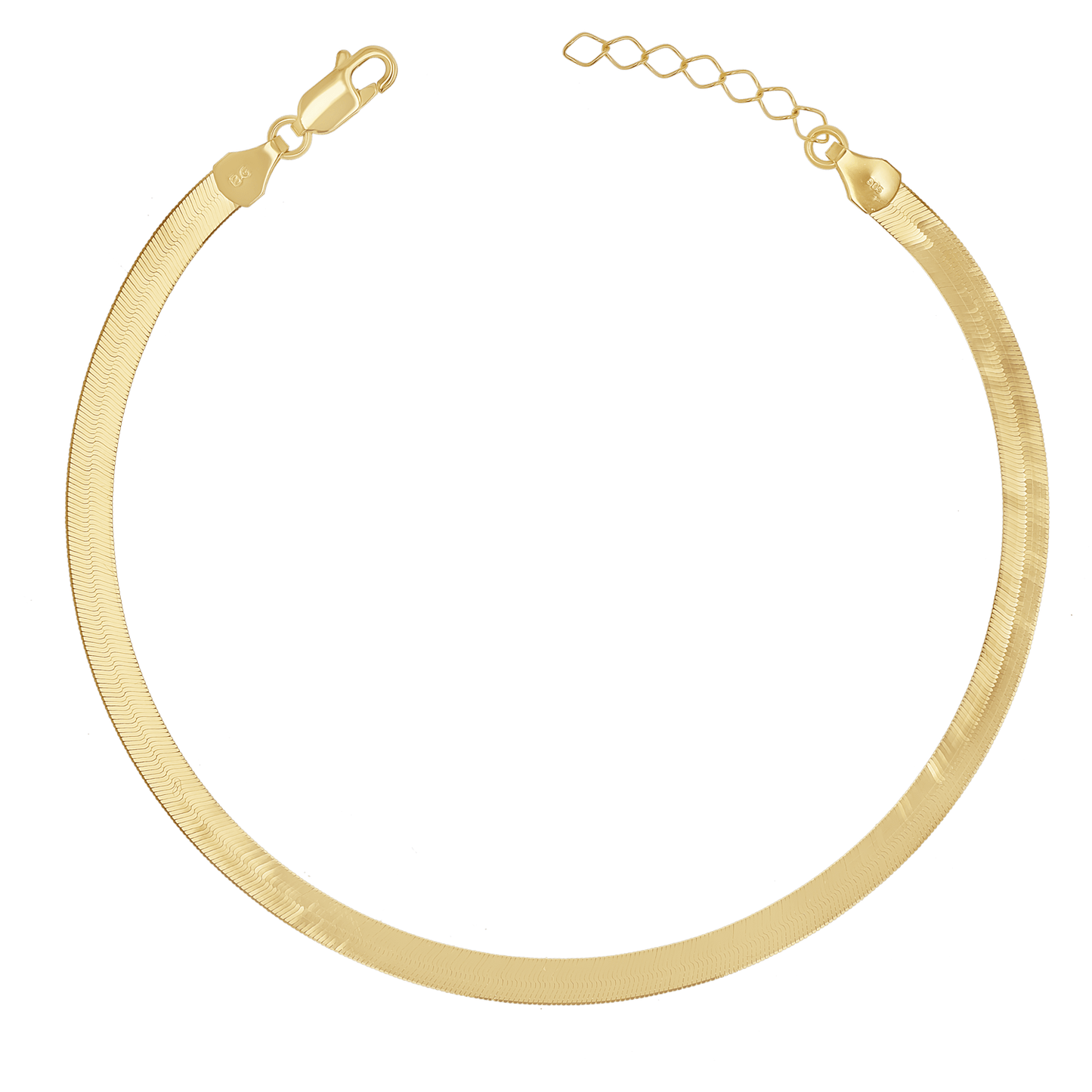14K Gold Grand Herringbone Anklet 5mm - Lotus Diamond