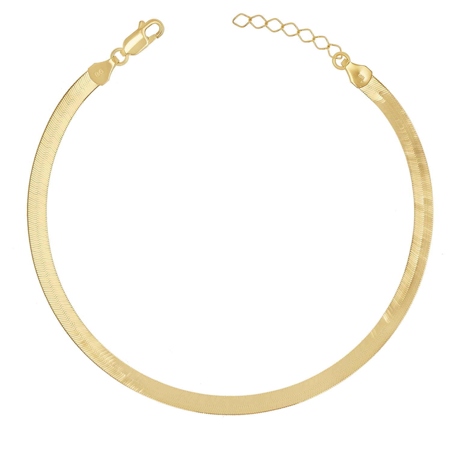 14K Gold Grand Herringbone Anklet 5mm - Lotus Diamond