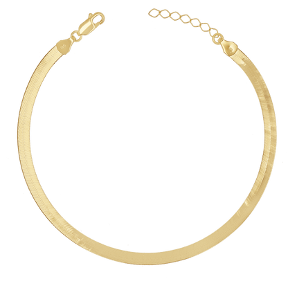 14K Gold Grand Herringbone Anklet 5mm - Lotus Diamond