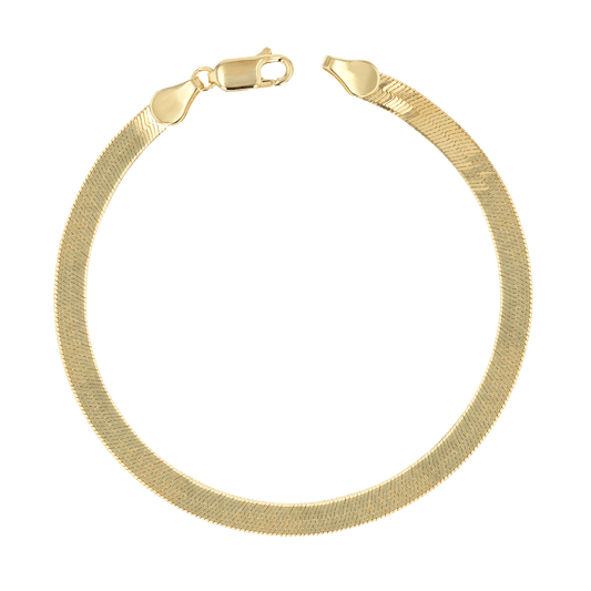 14K Gold Grand Herringbone Bracelet 5mm - Lotus Diamond
