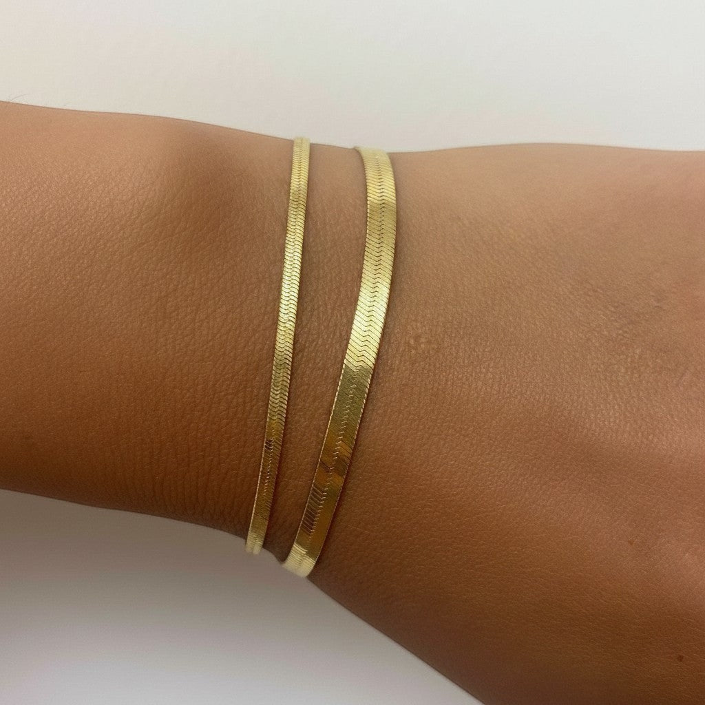 14K Gold Grand Herringbone Bracelet 5mm - Lotus Diamond
