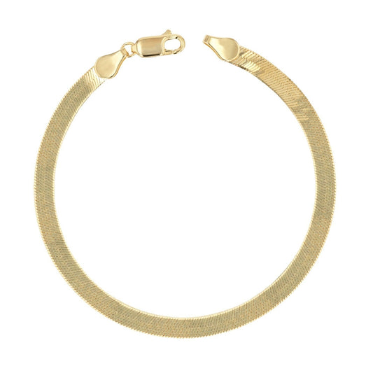 14K Gold Grand Herringbone Bracelet 5mm - Lotus Diamond