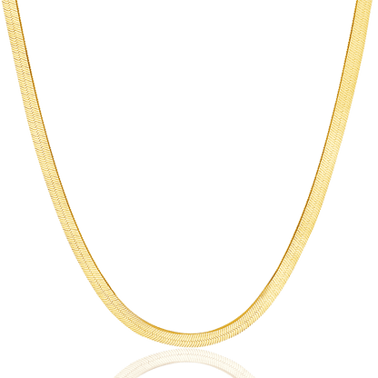 14K Gold Grand Herringbone Necklace 5mm - Lotus Diamond