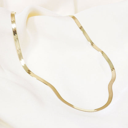 14K Gold Grand Herringbone Necklace 5mm - Lotus Diamond