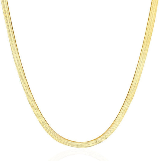 14K Gold Grand Herringbone Necklace 5mm - Lotus Diamond