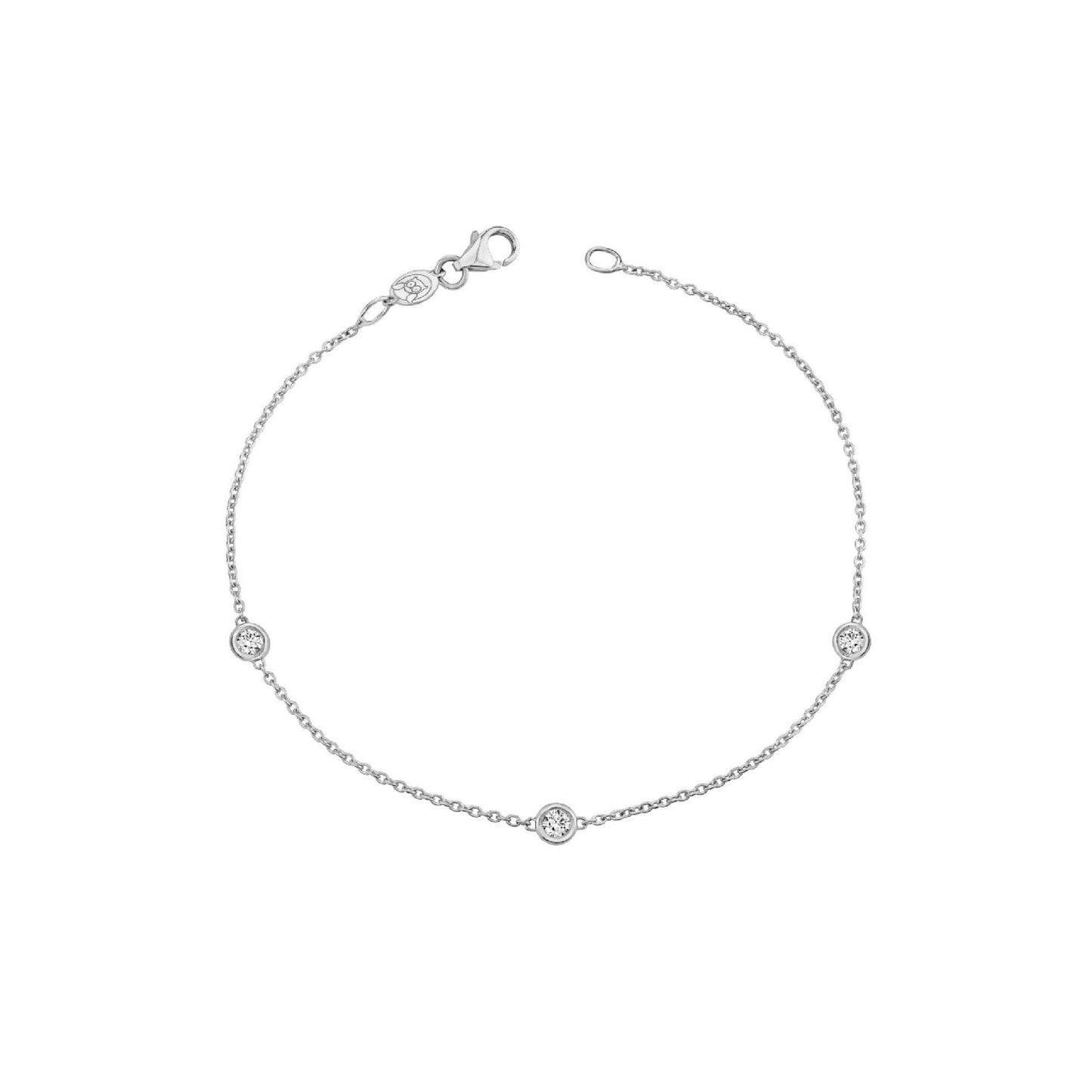 14K Gold Kids Lab Grown Diamond Bezel Bracelet Three Stone Diamond Bracelet - Lotus Diamond