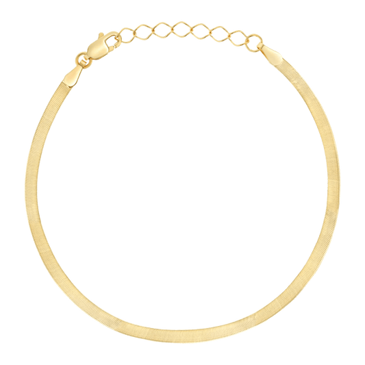 14K Gold Kids Thin Herringbone Bracelet - Lotus Diamond