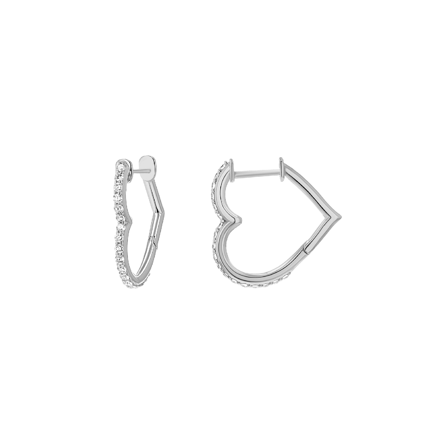 14K Gold Natural Diamond Heart Hoop Earrings for Women Snap Closure - Lotus Diamond