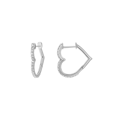 14K Gold Natural Diamond Heart Hoop Earrings for Women Snap Closure - Lotus Diamond