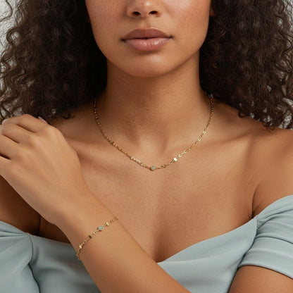 14K Gold Opal Sequin Chain Necklace White Opal Pendant Necklace for Women - Lotus Diamond
