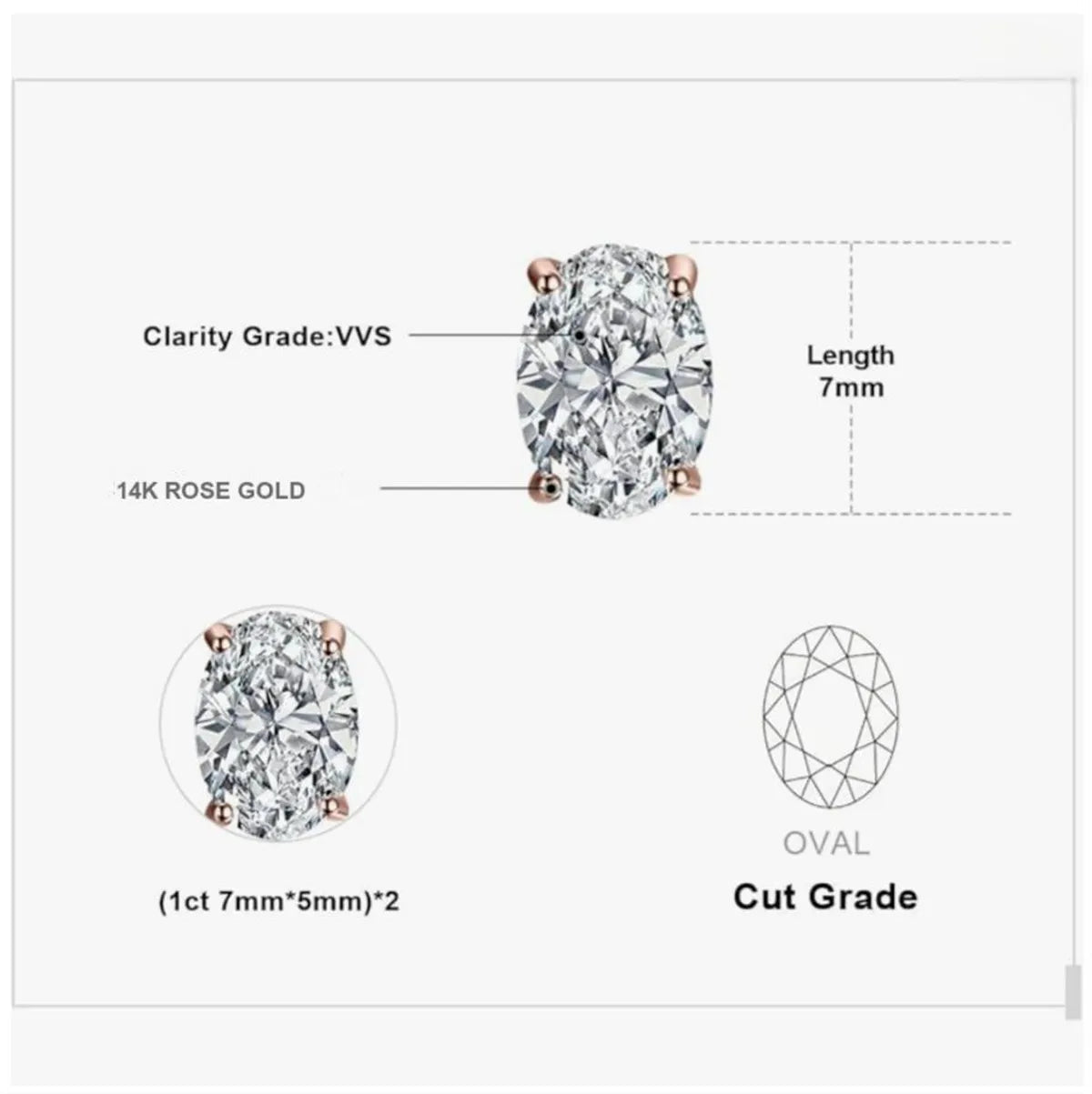 14K gold physical real gold laboratory grown diamond IGI 0.5CT oval diamond stud earrings fine jewelry Customized wholesale - Lotus Diamond