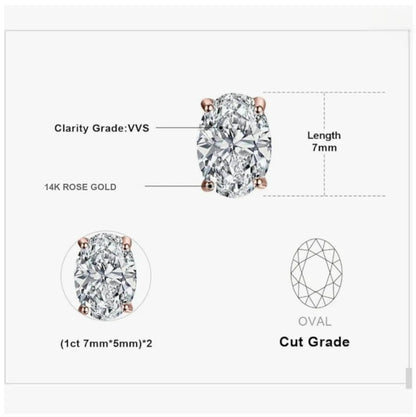 14K gold physical real gold laboratory grown diamond IGI 0.5CT oval diamond stud earrings fine jewelry Customized wholesale - Lotus Diamond