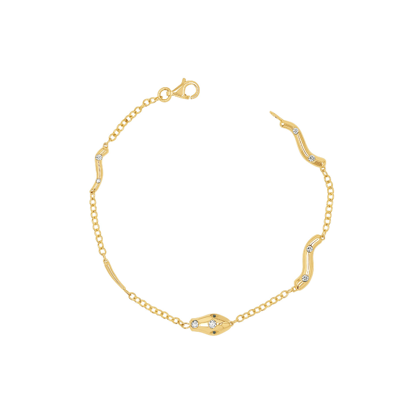 14K Gold Serpentine Diamond Emerald Bracelet for Women Natural Diamond - Lotus Diamond
