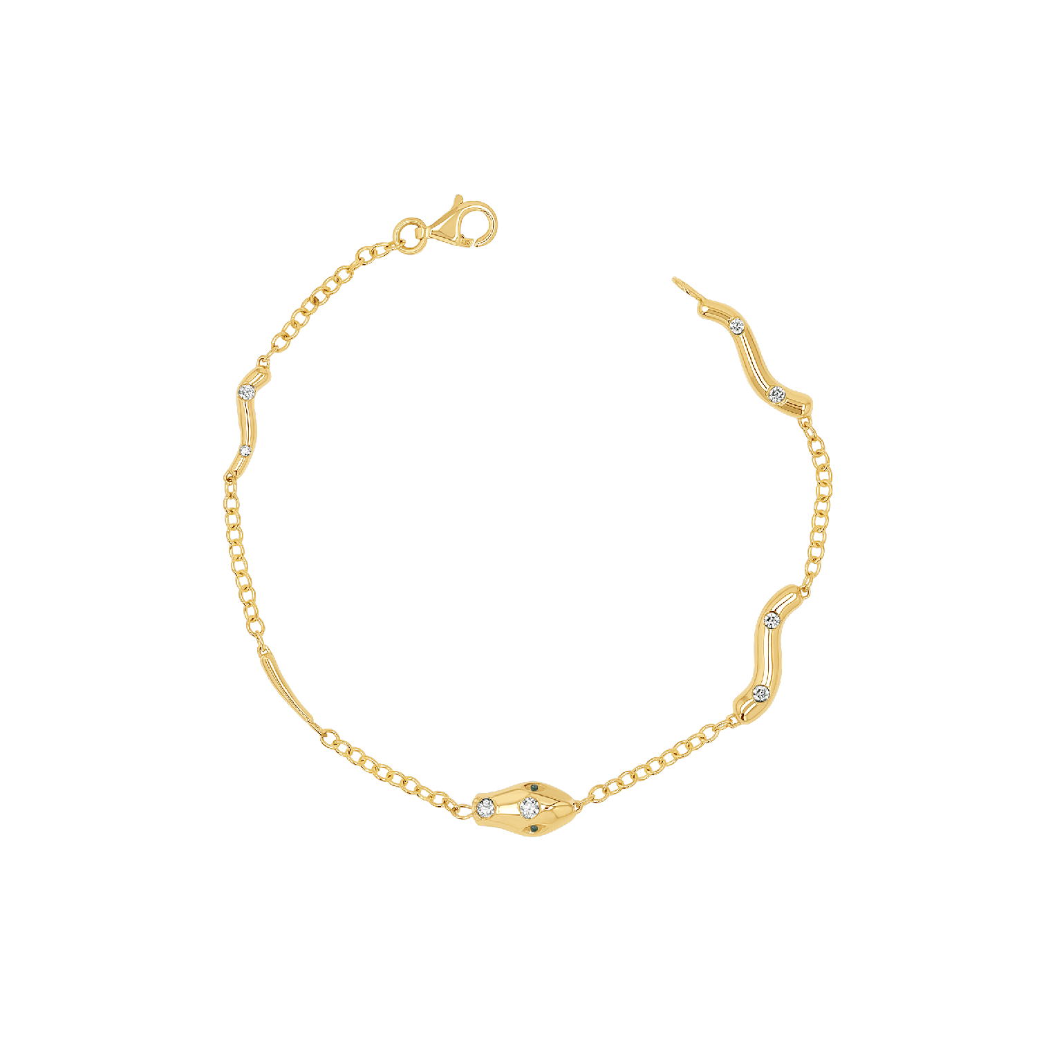 14K Gold Serpentine Diamond Emerald Bracelet for Women Natural Diamond - Lotus Diamond