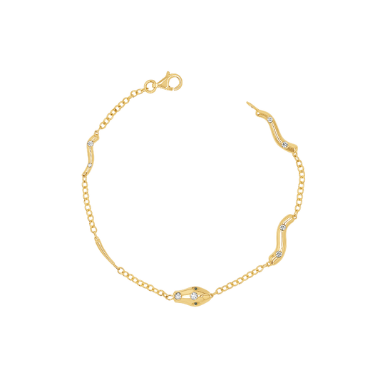 14K Gold Serpentine Diamond Emerald Bracelet for Women Natural Diamond - Lotus Diamond