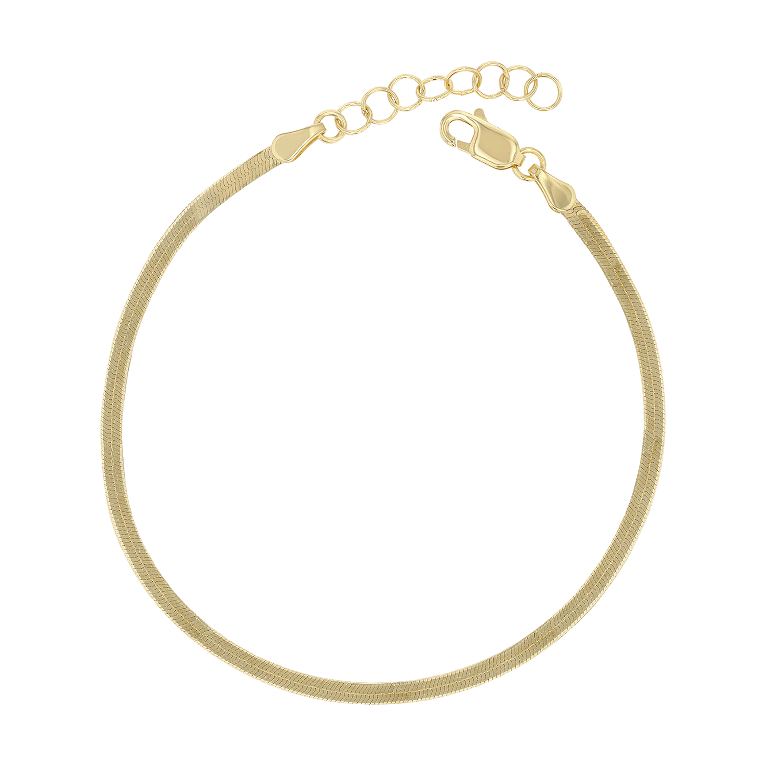 14K Gold Thin Herringbone Bracelet 3mm - Lotus Diamond