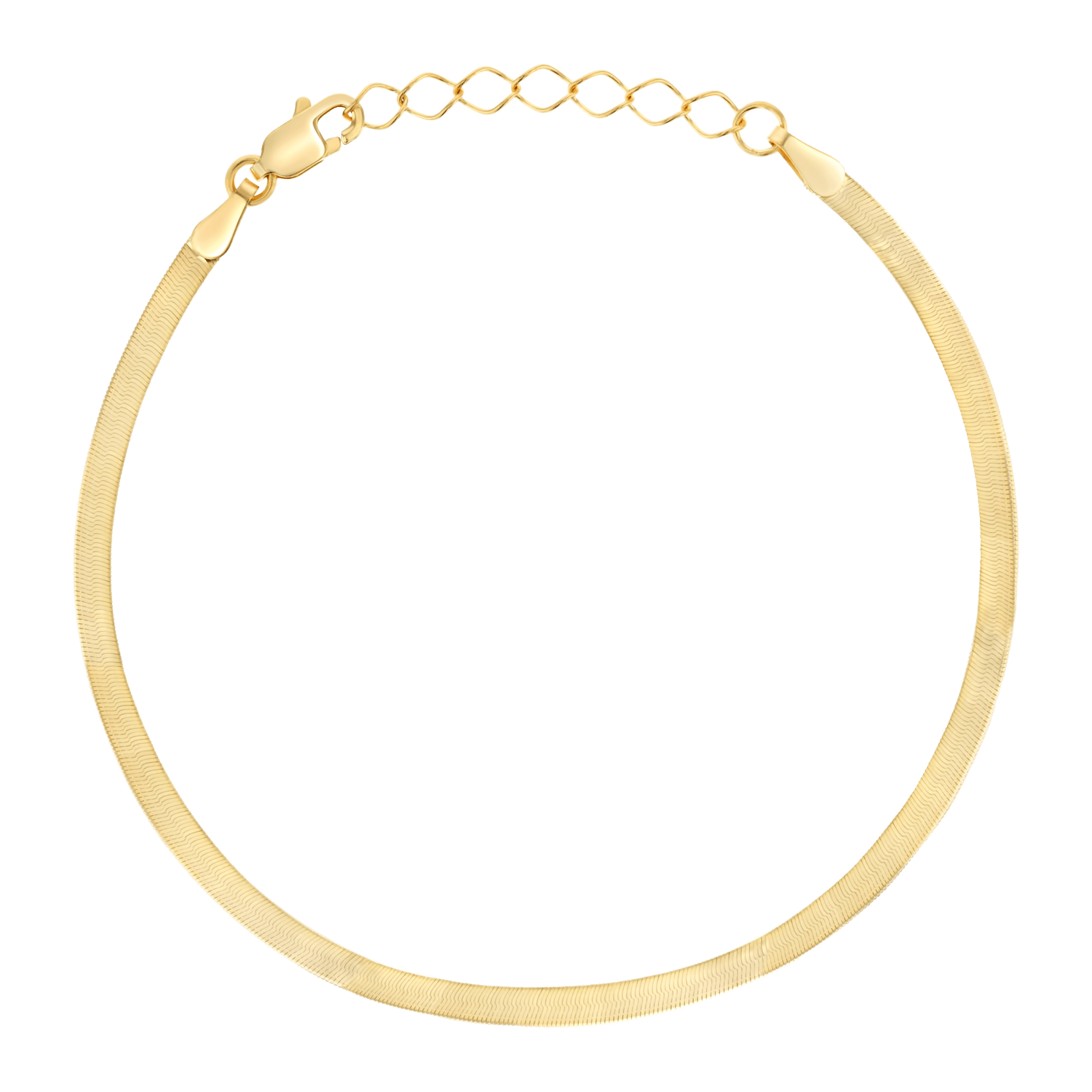 14K Gold Thin Herringbone Bracelet 3mm - Lotus Diamond