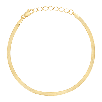 14K Gold Thin Herringbone Bracelet 3mm - Lotus Diamond