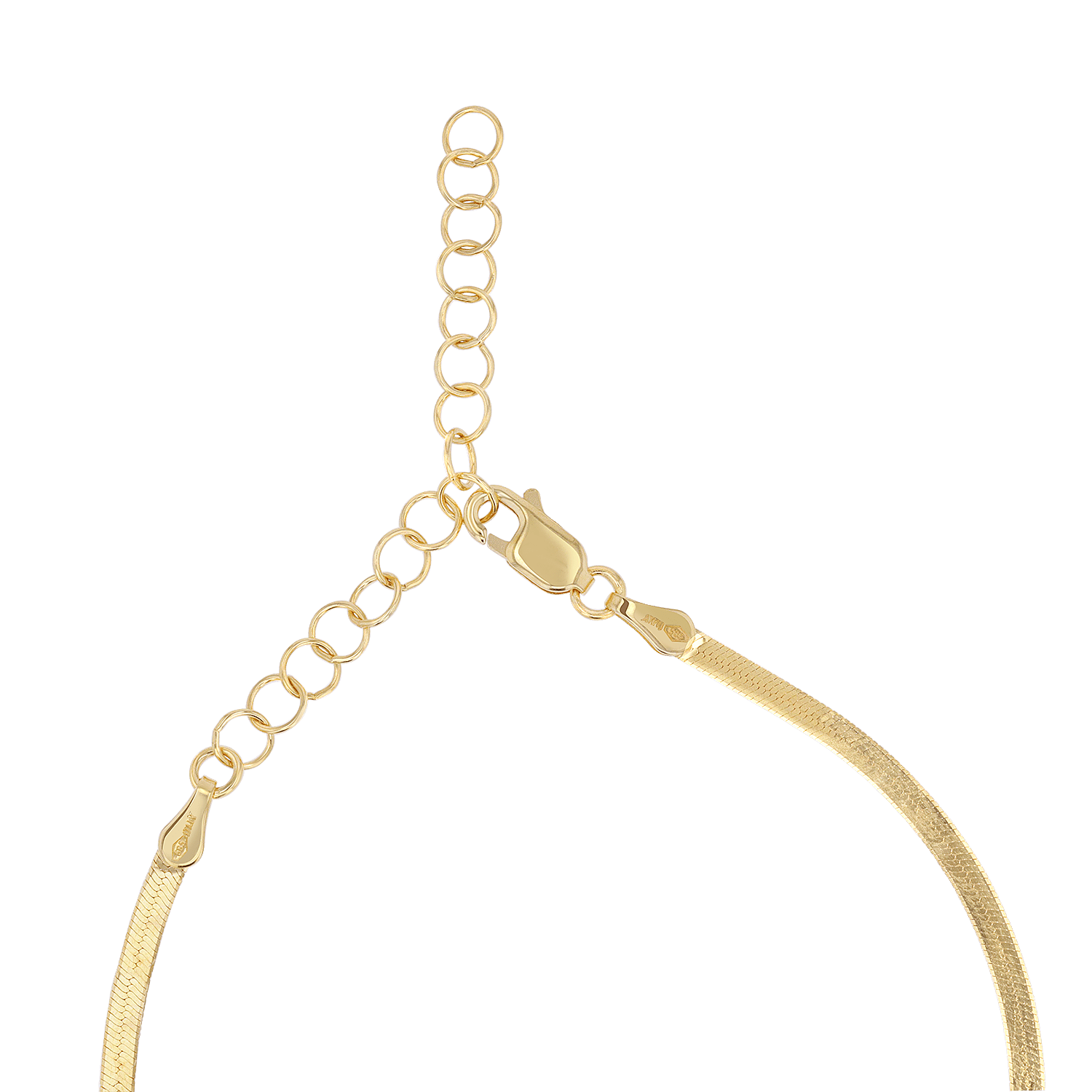 14K Gold Thin Herringbone Necklace 3mm - Lotus Diamond