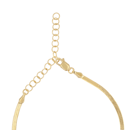 14K Gold Thin Herringbone Necklace 3mm - Lotus Diamond