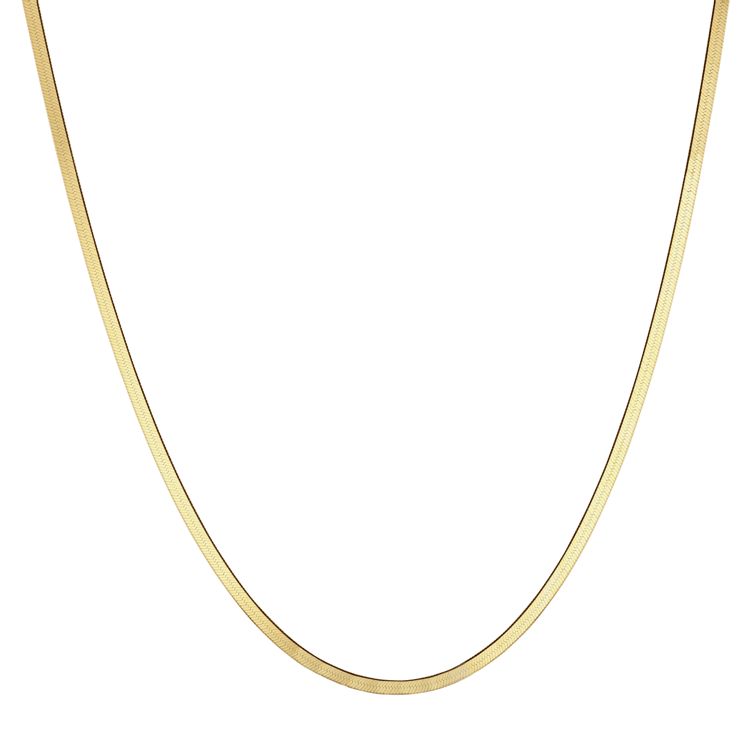 14K Gold Thin Herringbone Necklace 3mm - Lotus Diamond