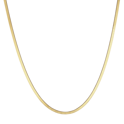14K Gold Thin Herringbone Necklace 3mm - Lotus Diamond