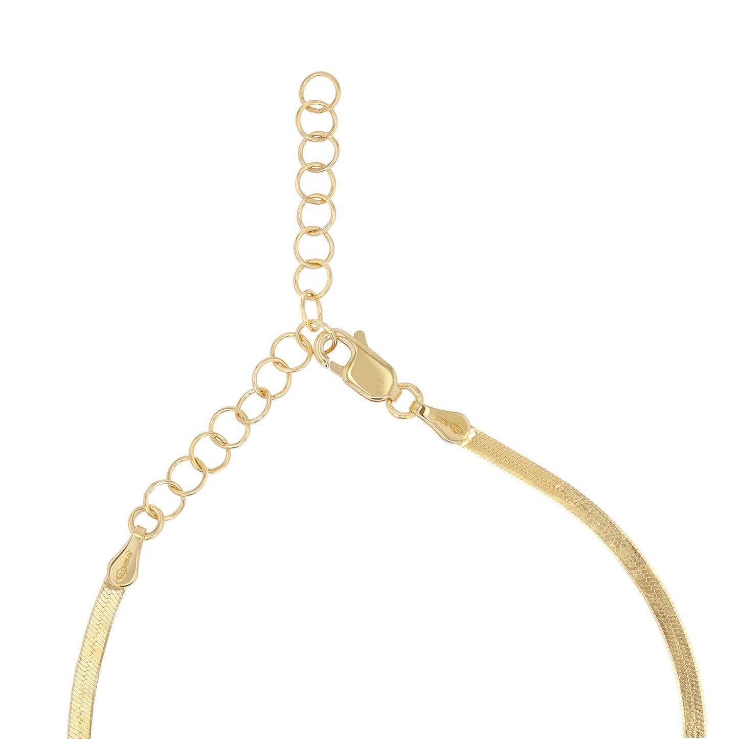 14K Gold Thin Herringbone Necklace 3mm - Lotus Diamond