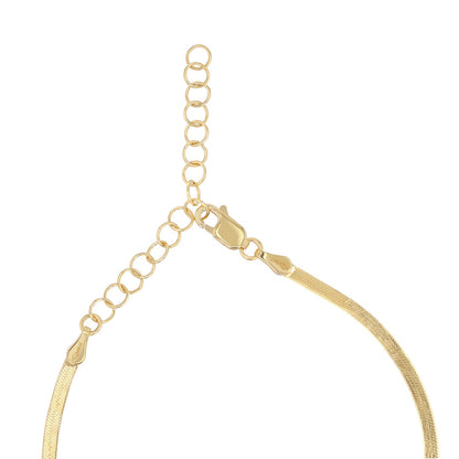 14K Gold Thin Herringbone Necklace 3mm - Lotus Diamond
