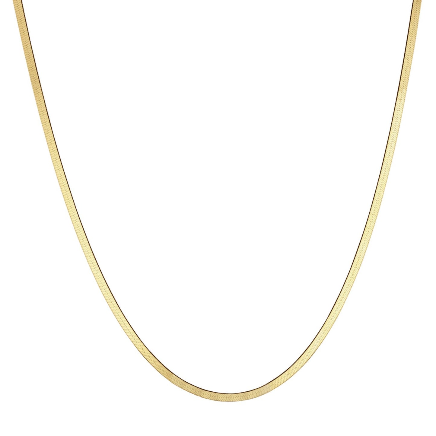 14K Gold Thin Herringbone Necklace 3mm - Lotus Diamond