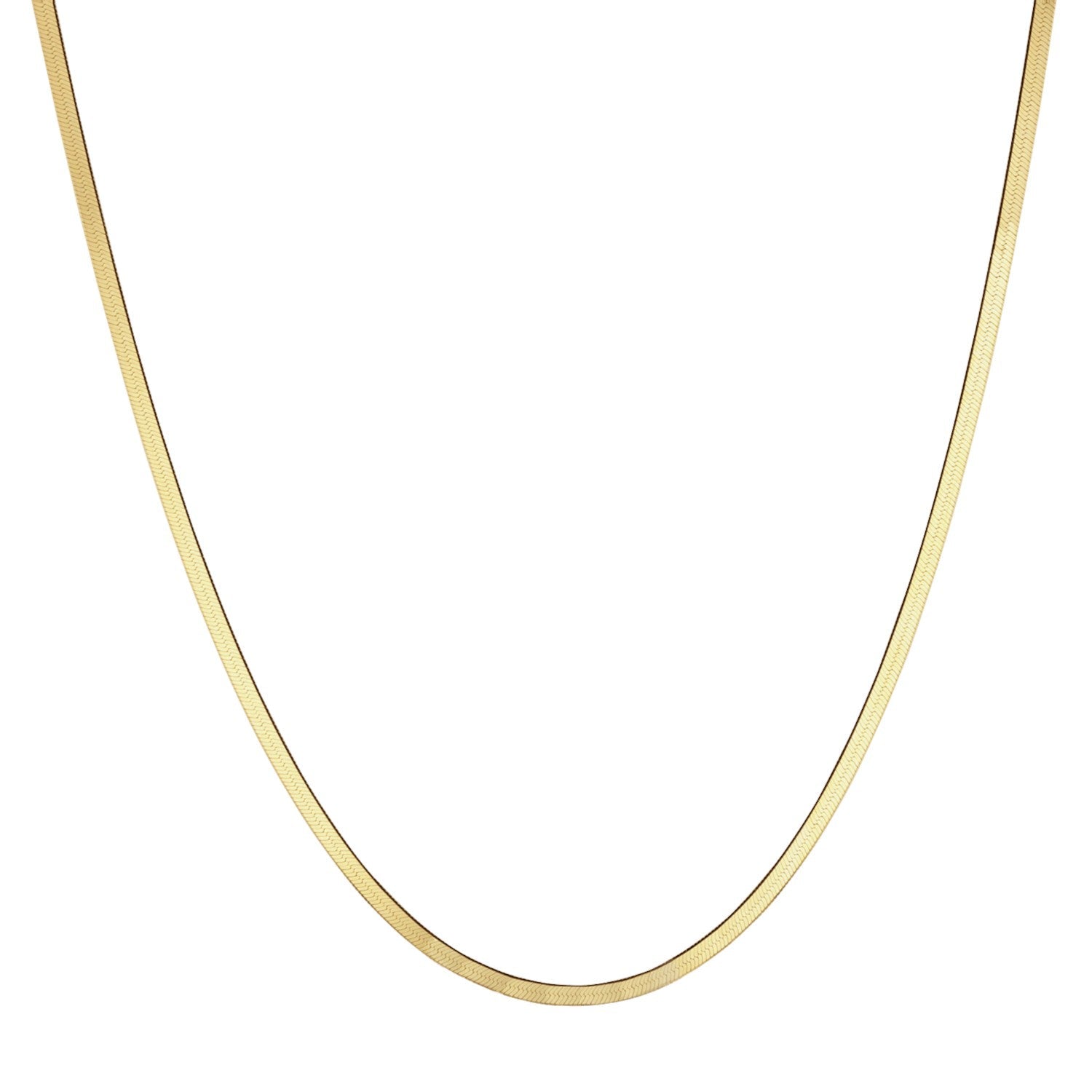 14K Gold Thin Herringbone Necklace 3mm - Lotus Diamond