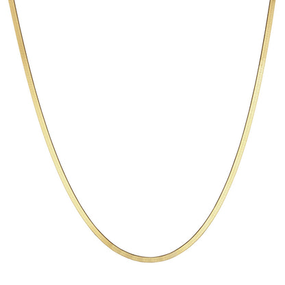 14K Gold Thin Herringbone Necklace 3mm - Lotus Diamond