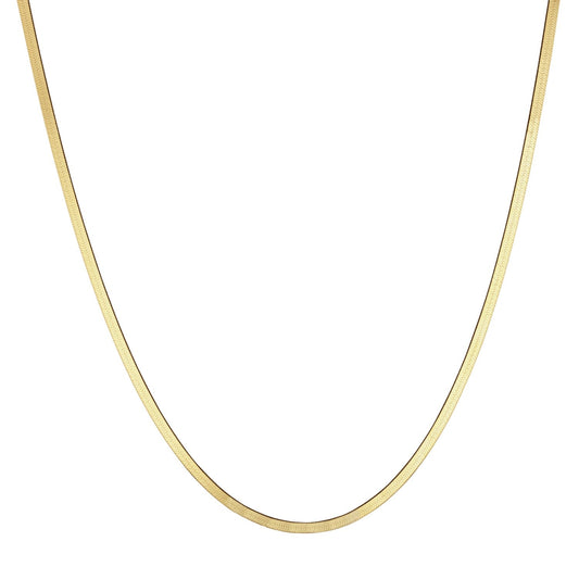 14K Gold Thin Herringbone Necklace 3mm - Lotus Diamond