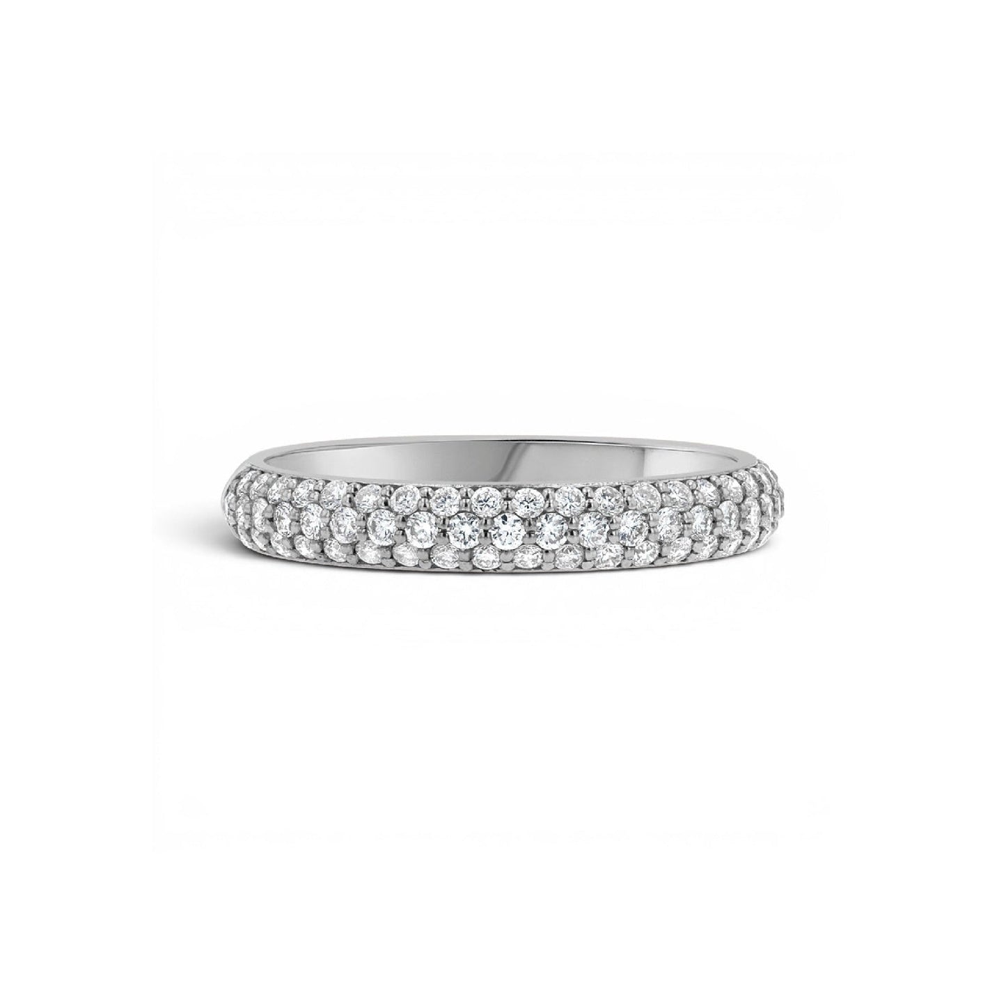 14K Gold Three Row Pavé Diamond Wedding Band Ring for Women 0.40 CT - Lotus Diamond