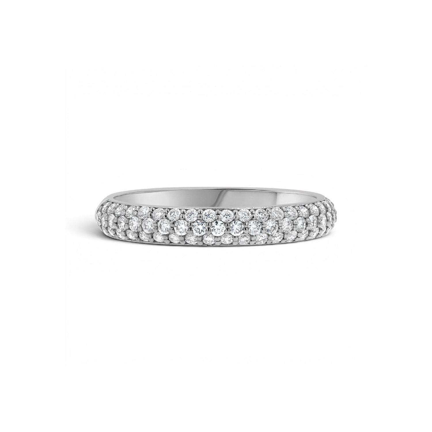 14K Gold Three Row Pavé Diamond Wedding Band Ring for Women 0.40 CT - Lotus Diamond