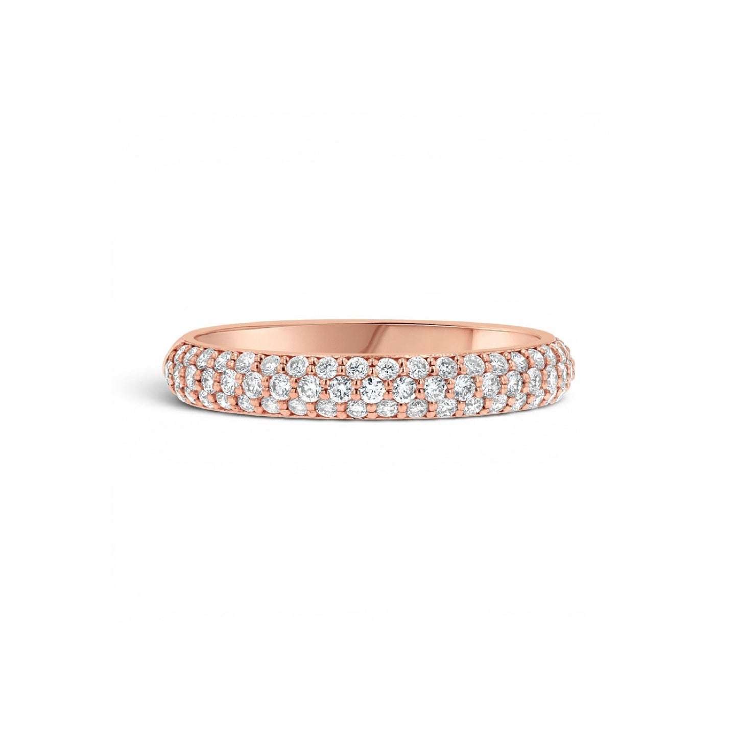 14K Gold Three Row Pavé Diamond Wedding Band Ring for Women 0.40 CT - Lotus Diamond