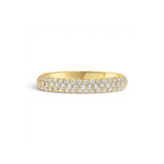 14K Gold Three Row Pavé Diamond Wedding Band Ring for Women 0.40 CT - Lotus Diamond