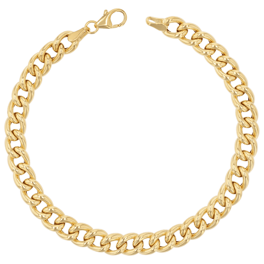 14K Grand Cuban Curb Link Bracelet - Lotus Diamond