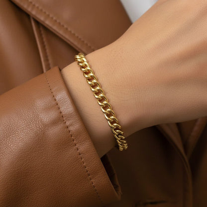 14K Grand Cuban Curb Link Bracelet - Lotus Diamond