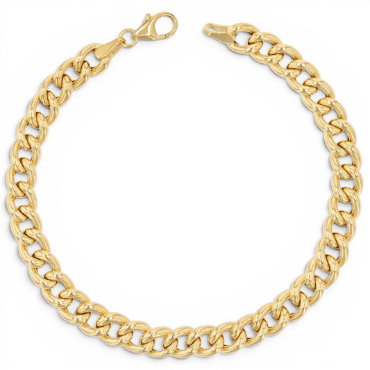 14K Grand Cuban Curb Link Bracelet - Lotus Diamond