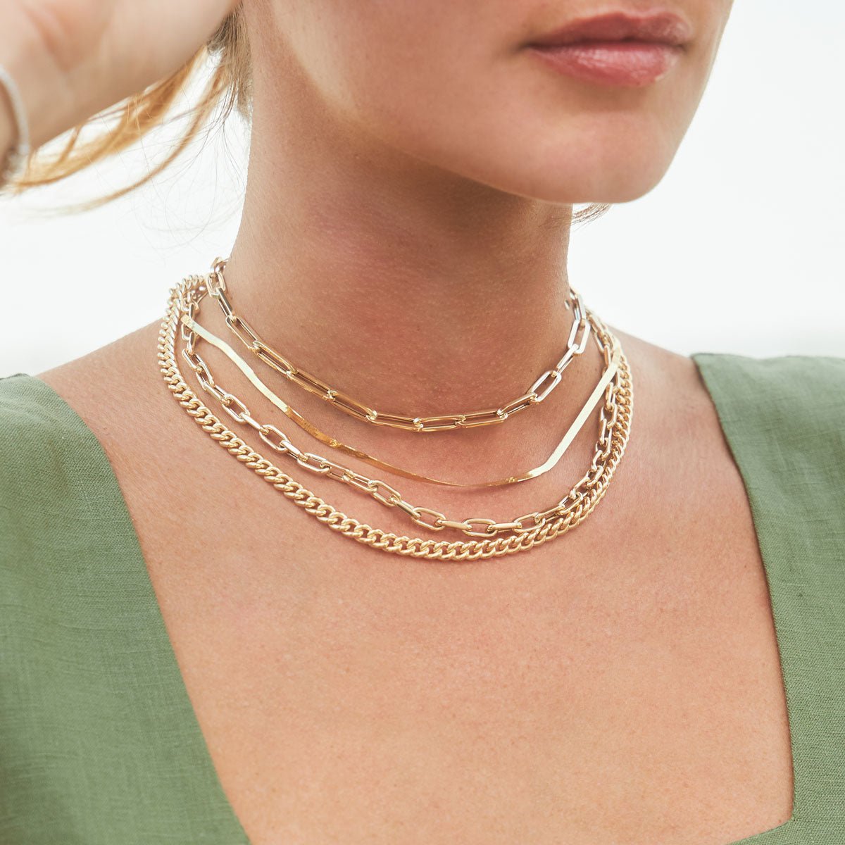14K Grand Cuban Curb Link Necklace - Lotus Diamond