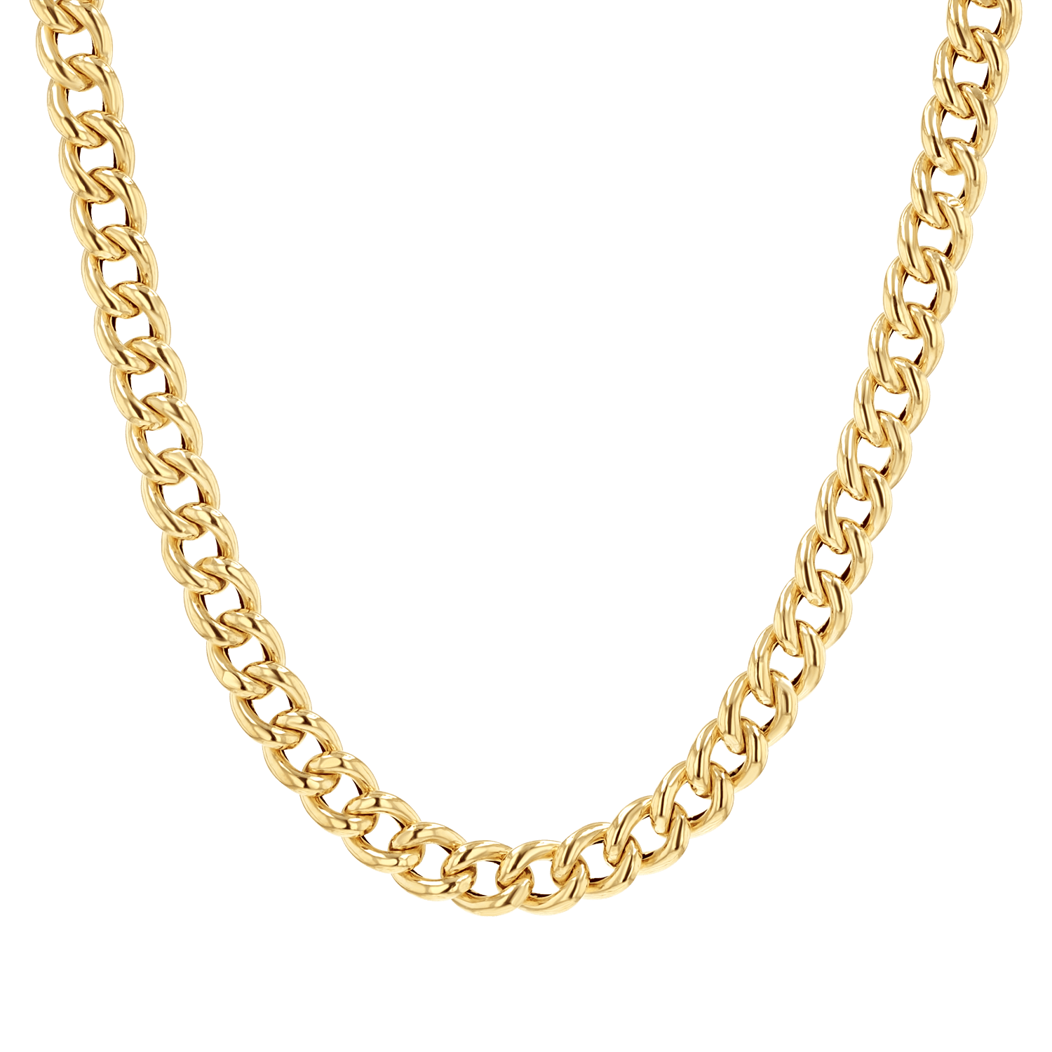 14K Grand Cuban Curb Link Necklace - Lotus Diamond