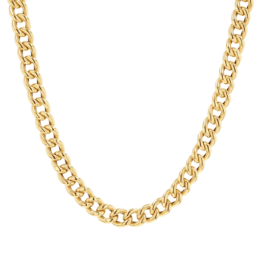 14K Grand Cuban Curb Link Necklace - Lotus Diamond