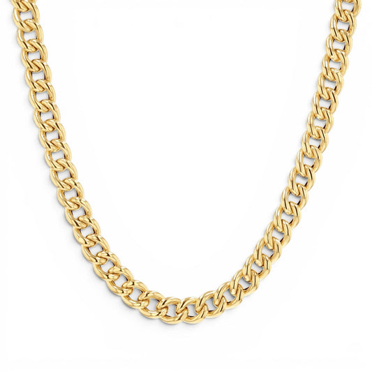 14K Grand Cuban Curb Link Necklace - Lotus Diamond